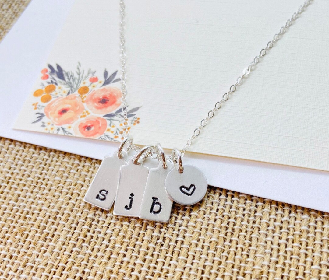 Tiny Silver Bar Necklace, Sterling Bar Initial Necklace, Tag Necklace